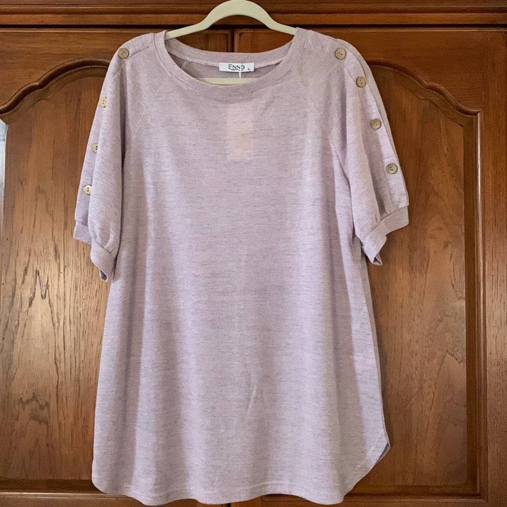Enno Women’s Purple Button Accent Half Sleeve Top, Size XL NWT